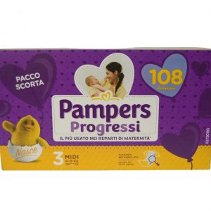 Pampers Progressi Midi 3, 4-9 Kg- 108 Pannolini