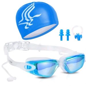 Occhialini da nuoto anti-UV con tappi per le orecchie
