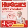 Huggies Pannolini Ultra Comfort, Taglia 4 (7-18 Kg), Confezione da 150 Pannolini