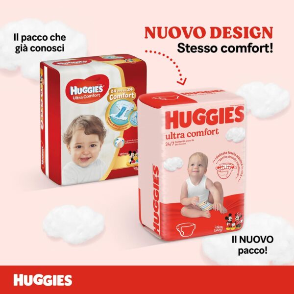 Huggies Pannolini Ultra Comfort, Taglia 4 (7-18 Kg), Confezione da 150 Pannolini - immagine 3