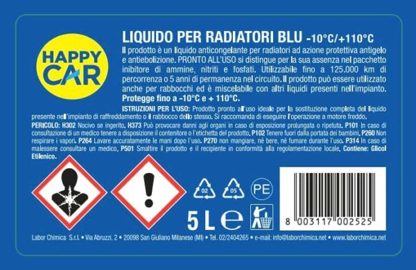 Antigelo Blu Happycar -10°C +104°C - n.4 taniche da 5L cad (20litri) - immagine 2