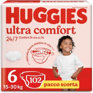 Huggies Pannolini Ultra Comfort, Taglia 6 (16-30 Kg), Confezione da 102 Pannolini