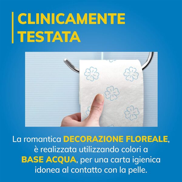 Foxy Camilla, Carta igienica 3 veli profumata alla camomilla, 56 rotoli, 160 strappi per rotolo, Confezione 100% riciclabile - immagine 5