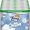 Foxy Cotton, Carta igienica 5 veli, 56 rotoli, 120 strappi per rotolo, con vere fibre di cotone, Confezione 100% riciclabile