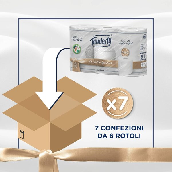 Tenderly Classica, Carta Igienica Morbida, 42 Maxi Rotoli per un totale di 21000 Strappi, Dermatologicamente Testato - immagine 5