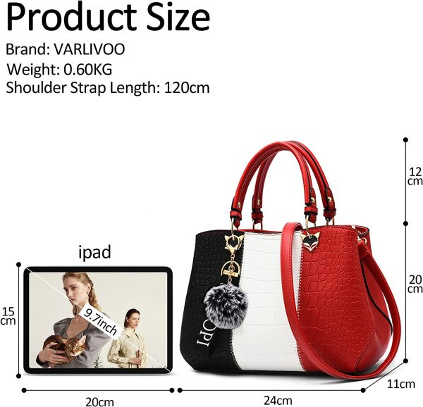 VARLIVOO Elegante Borsa Donna, a Mano, a Spalla, stile Crocodile, Impermeabile Pelle PU - immagine 3
