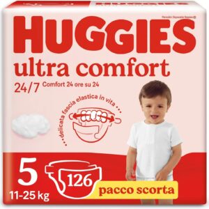 Huggies Pannolini Ultra Comfort, Taglia 5 (11-25 Kg), Confezione da 126 Pannolini