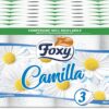 Foxy Camilla, Carta igienica 3 veli profumata alla camomilla, 56 rotoli, 160 strappi per rotolo, Confezione 100% riciclabile