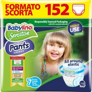 Babylino Sensitive Pannolini Mutandina Taglia 7, Pants Extra Large Plus (15-25 Kg), 152 Unità