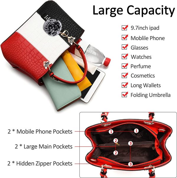 VARLIVOO Elegante Borsa Donna, a Mano, a Spalla, stile Crocodile, Impermeabile Pelle PU - immagine 4