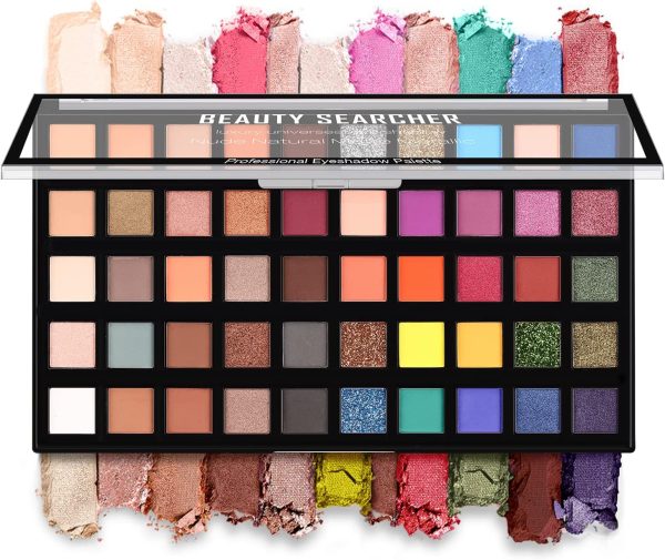 Palette di ombretti 50 colori, glitterati, opachi luccicanti, consistenza vellutata, trucco a lunga durata, metallizzati professionali ad alta pigmentazione - immagine 7
