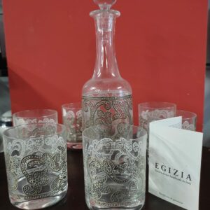 Set bottiglia + 6 bicchieri con decoro a mano EGIZIA