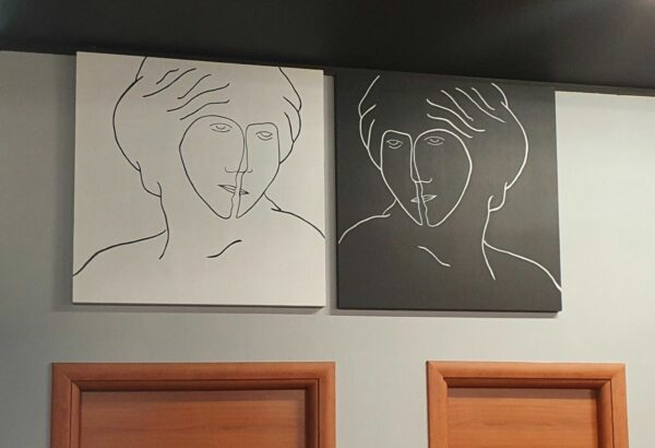 2 Quadri dipinti su tela arte moderna pezzi unici Black & White