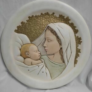 Quadro Capoletto "Shan" Madonna con Bambino cm.47 in ceramica(nuovo con scatola)