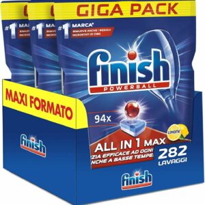 Finish All in 1 Max Pastiglie Lavastoviglie al Limone, 282 Capsule Lavastoviglie
