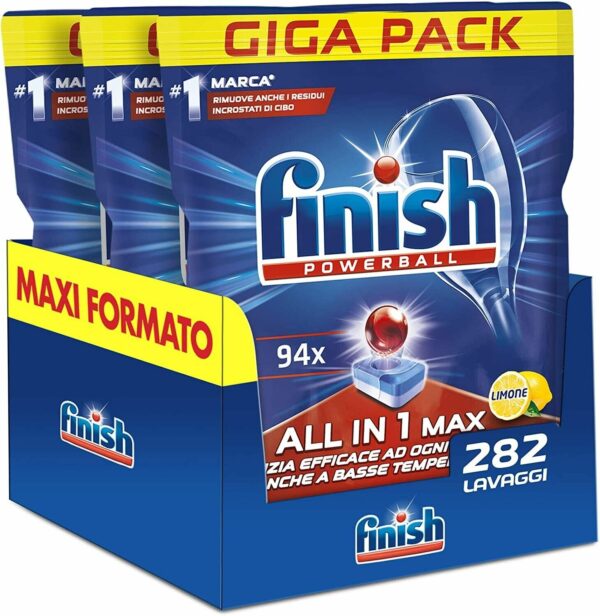 Finish All in 1 Max Pastiglie Lavastoviglie al Limone, 282 Capsule Lavastoviglie