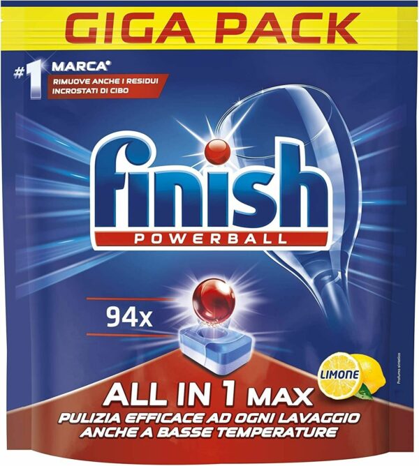 Finish All in 1 Max Pastiglie Lavastoviglie al Limone, 282 Capsule Lavastoviglie - immagine 2