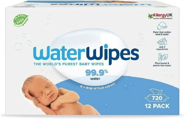 Salviette Senza Plastica per Bebè WaterWipes Original, 720 Unità, 12 Confezioni