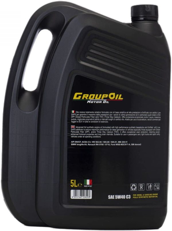 Olio motore SAE 5W-40 C3 GROUPOIL 1x5L totalmente sintetico formulato con oli base sintetica ad alte prestazioni - immagine 2