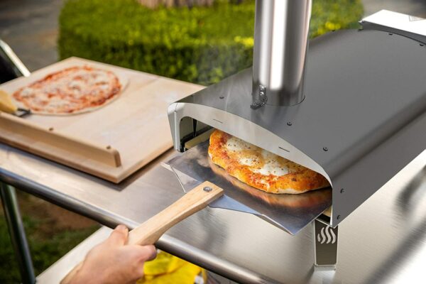 Forno a legna per pizza Miniuo, portatile a Pellet con pietra e pala per ambienti esterni,Nero - immagine 5