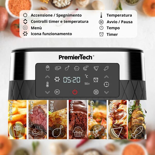 Friggitrice ad Aria Calda PremierTech Senza Olio 5,5 Litri Display a Led - immagine 6