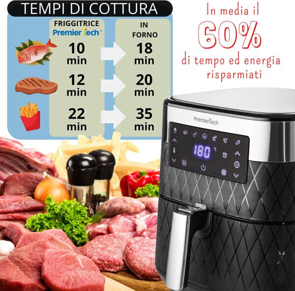Friggitrice ad Aria Calda PremierTech Senza Olio 5,5 Litri Display a Led - immagine 5