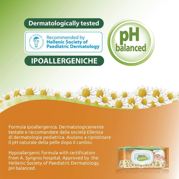 Salviette Babylino Sensitive con profumazione Camomilla, 16 Confezioni, 864 Salviettine - immagine 2